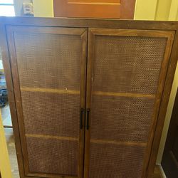 Honeybloom Wood Rattan Door Cabinet 