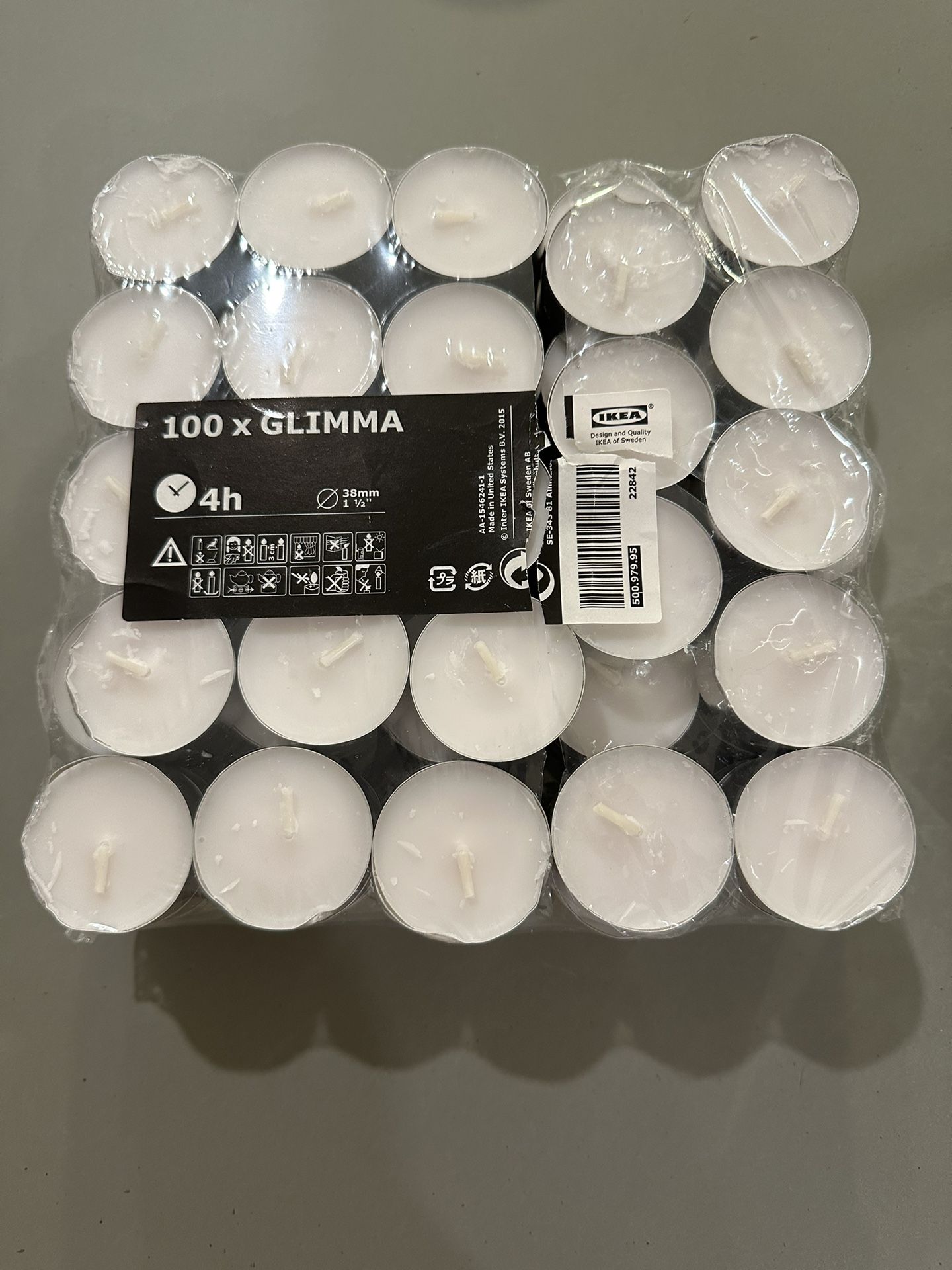 IKEA unscented tealights 99pc