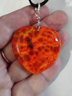 Fire Agate Heart Necklace