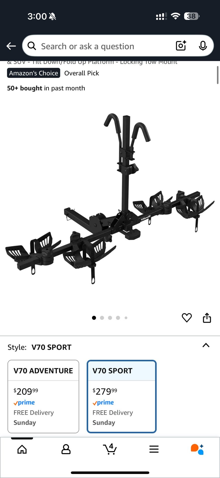 New Vibrelli Electric Bike Hitch Rack V70 Sport, 65lbs per Bike