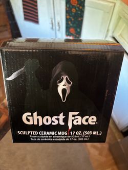 Ghost Face Sculpted Ceramic Mug 17 oz