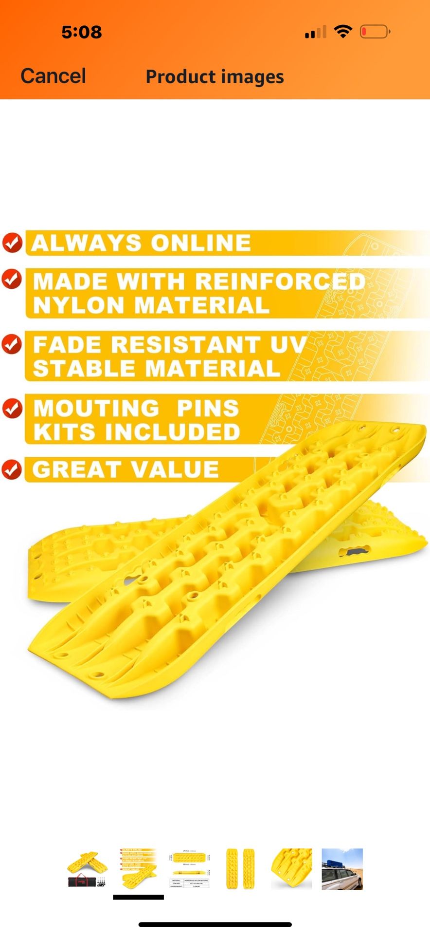 Traction Boards Recovery Tracks Tire Ladder 4WD Recovery Mat for 4X4 Offroad Sand Snow Mud Track (yellow)
