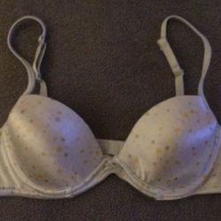 Pink brand pale blue polka dot bra