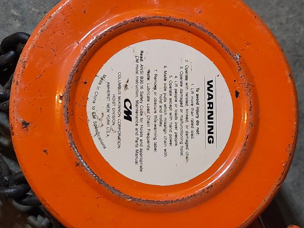 Columbus McKinnon CM Series #622 Hand Chain Hoist 1 Ton Capacity