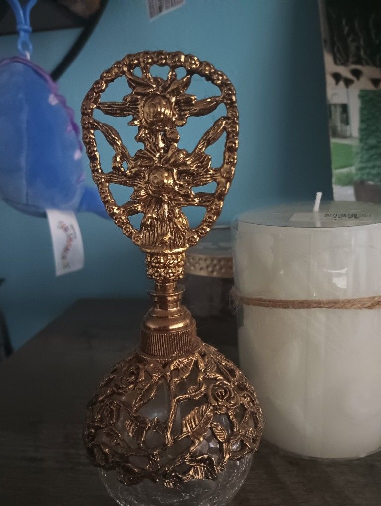 Vintage Antique Perfume Bottle Cracked Glass