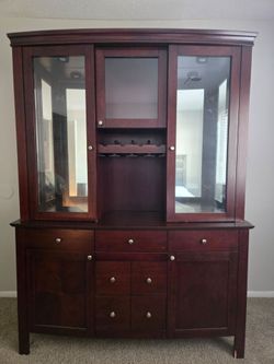 Wooden Dresser And Glass Top Combo