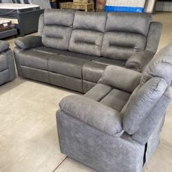 New Three Pieces Sofa, Recliner, Color, Gray Free Deliver