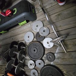 Adjustable dumbells + weight plates(read description)
