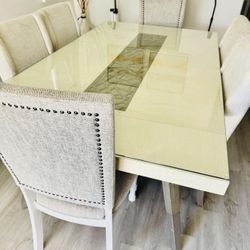 Dining Table Set With 6 Chairs (Grey)