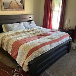 King Size Headboard, Footboard, Frame, Box Springs and Night Stand 