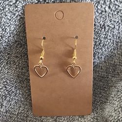 Small Gold Colored Heart Shaped Earrings