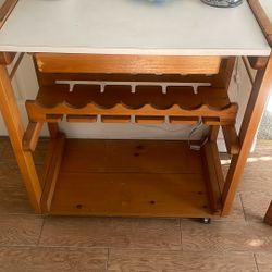 Rolling shelf, wine rack with table top