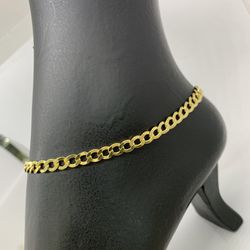 14 karat solid gold ankle anklet bracelet 10 inches long Thumbnail