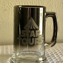 Vtg 1986 Star Tours Coffee Mug 5.5” Disney Star Wars Mirrored  Glass Mug Cup