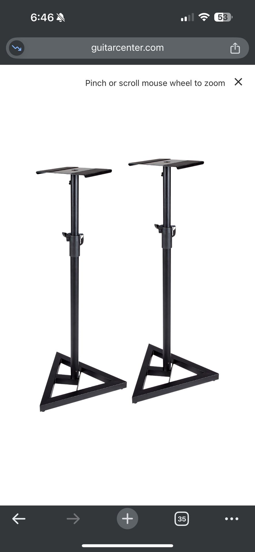 Pro Line Adjustable Studio Monitor Stands