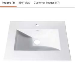 25 in. Vitreous China Vanity Top with Rectangular Bowl in White