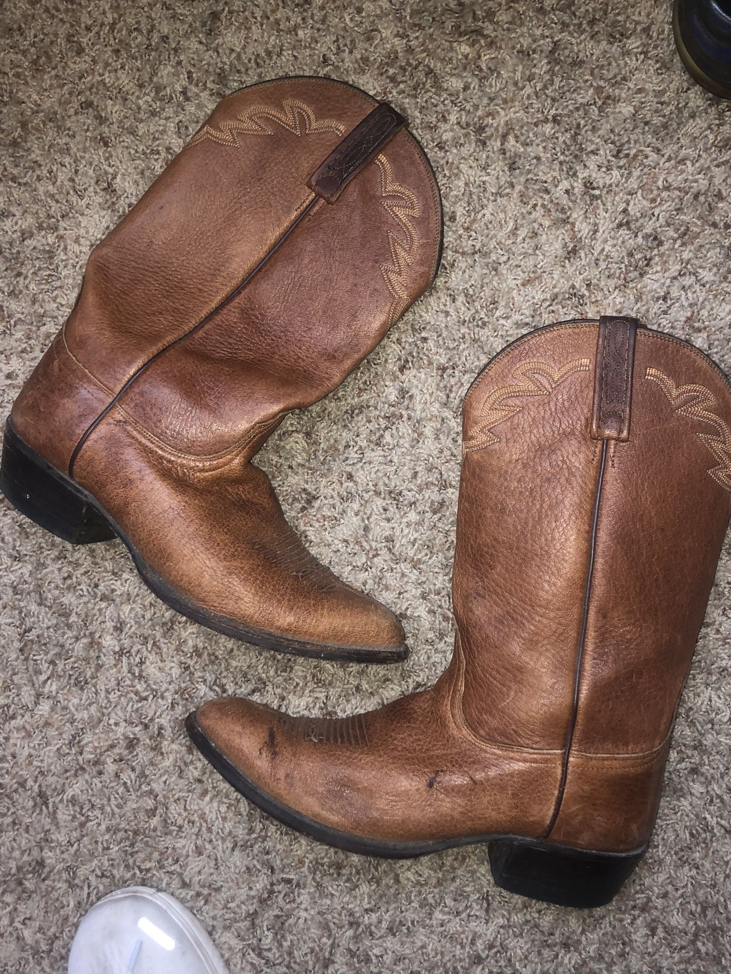 Sz 10 1/2 E Lucchese Cowboy Boots Western Leather Vintage 