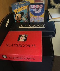 Set of four games Scattergories, Pictionary, Yahtzee, And Bingo
