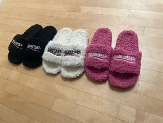 Balenciaga Fur Slides - Mens 8.5