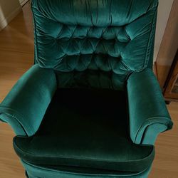 Vintage emerald velvet rocking chair