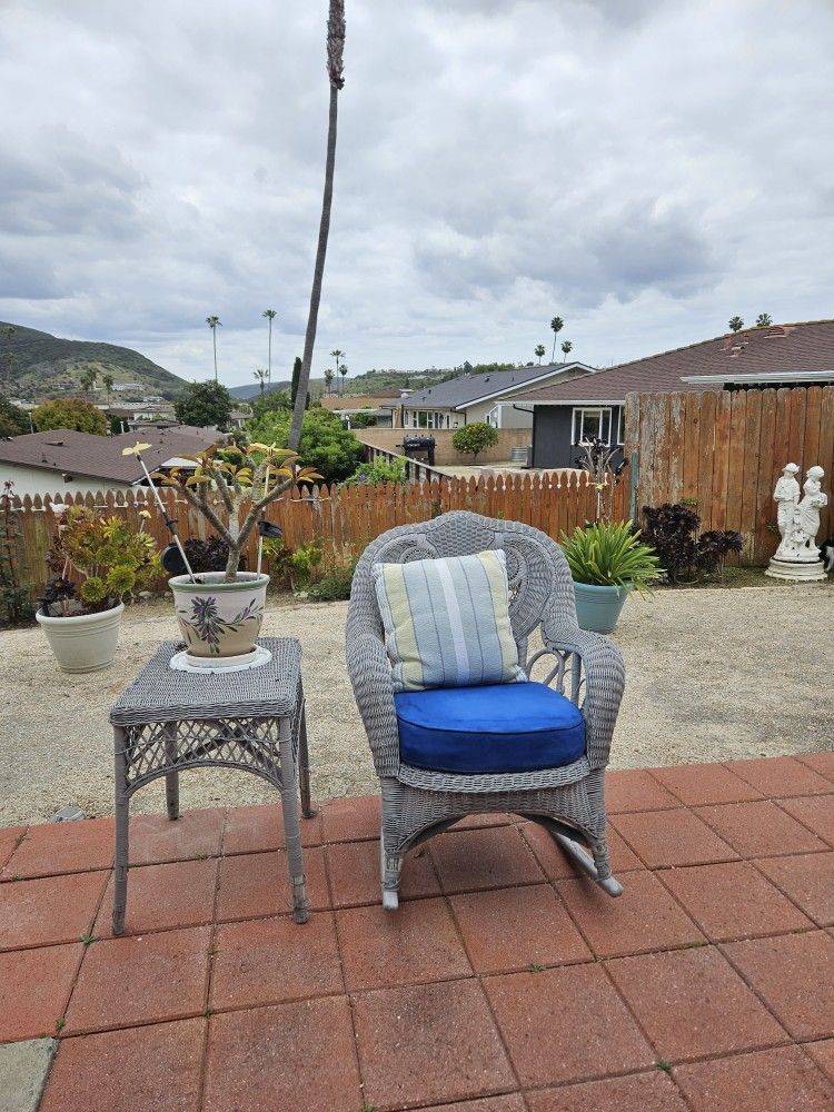 Wicker Rocking Chair & Table