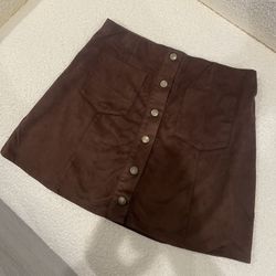 Brown Skirt- Faux Suede