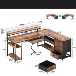 L Shaped light weight desk