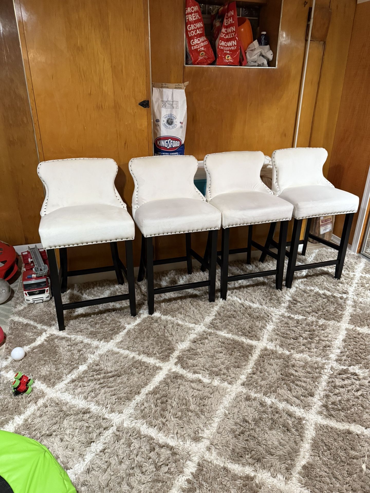 4 White And Black Chairs