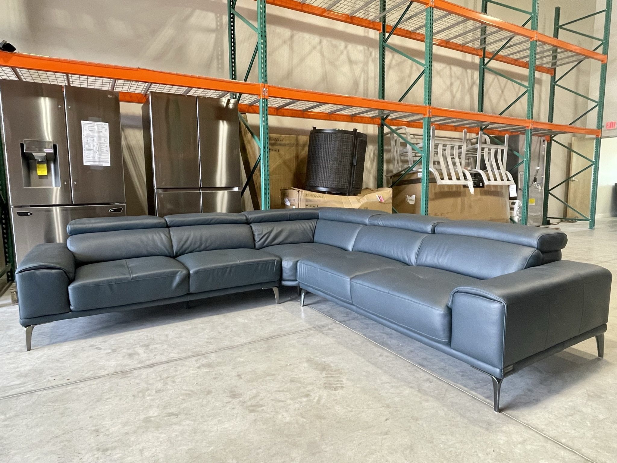 WAREHOUSE CLEARANCE Quinton Top Grain Leather Sectional with