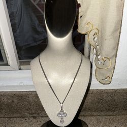 White Cross Pendant With Chain