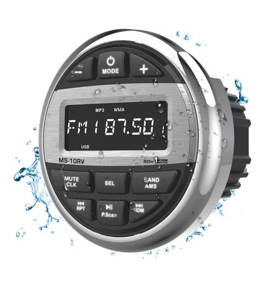 Bluetooth Marine Radio Boat Stereo: Waterproof Boat Audio Receiver - Digital Marine Grade Player with FM AM Radio | USB/AUX-in/MP3 | Subwoofer