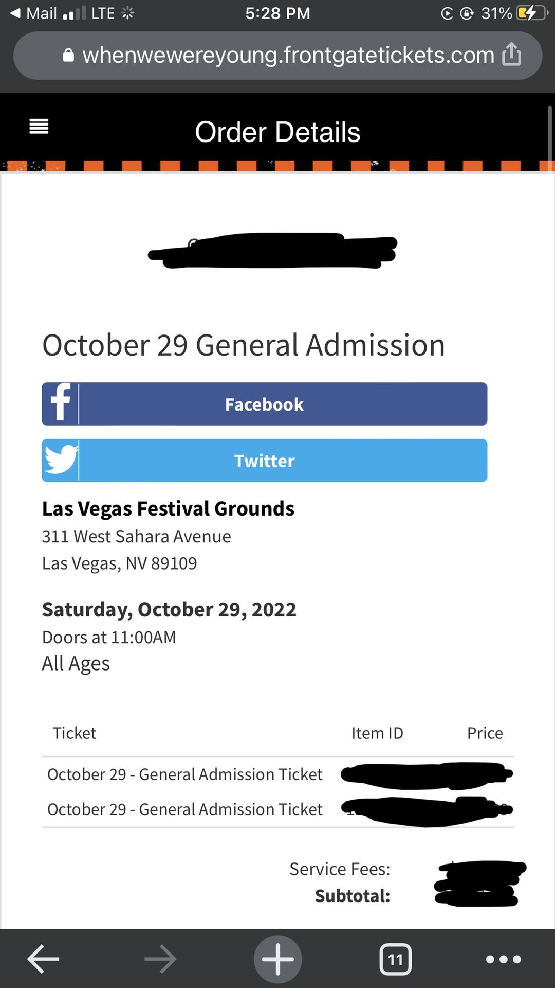 When We Were Young Festival Tickets