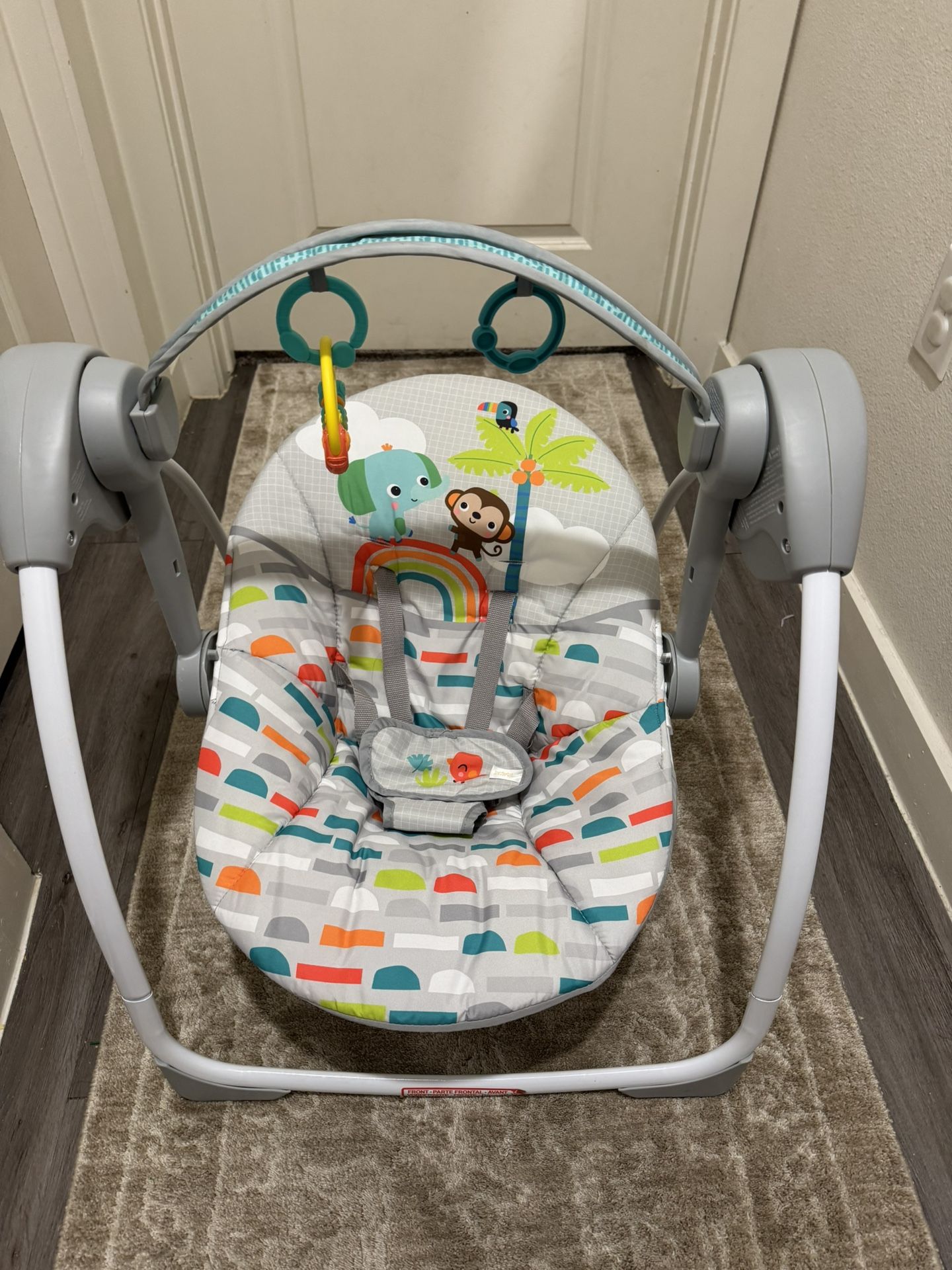 Bright Starts Playful Paradise Portable Compact Baby Swing with Toys, Unisex, Newborn