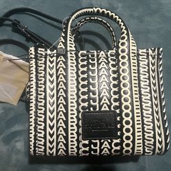 Marc Jacobs Monogram Leather Mini Tote Black/White New