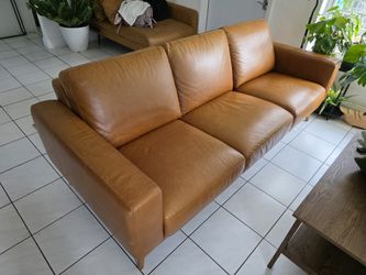 Pier 1 Brown Leather Sofa