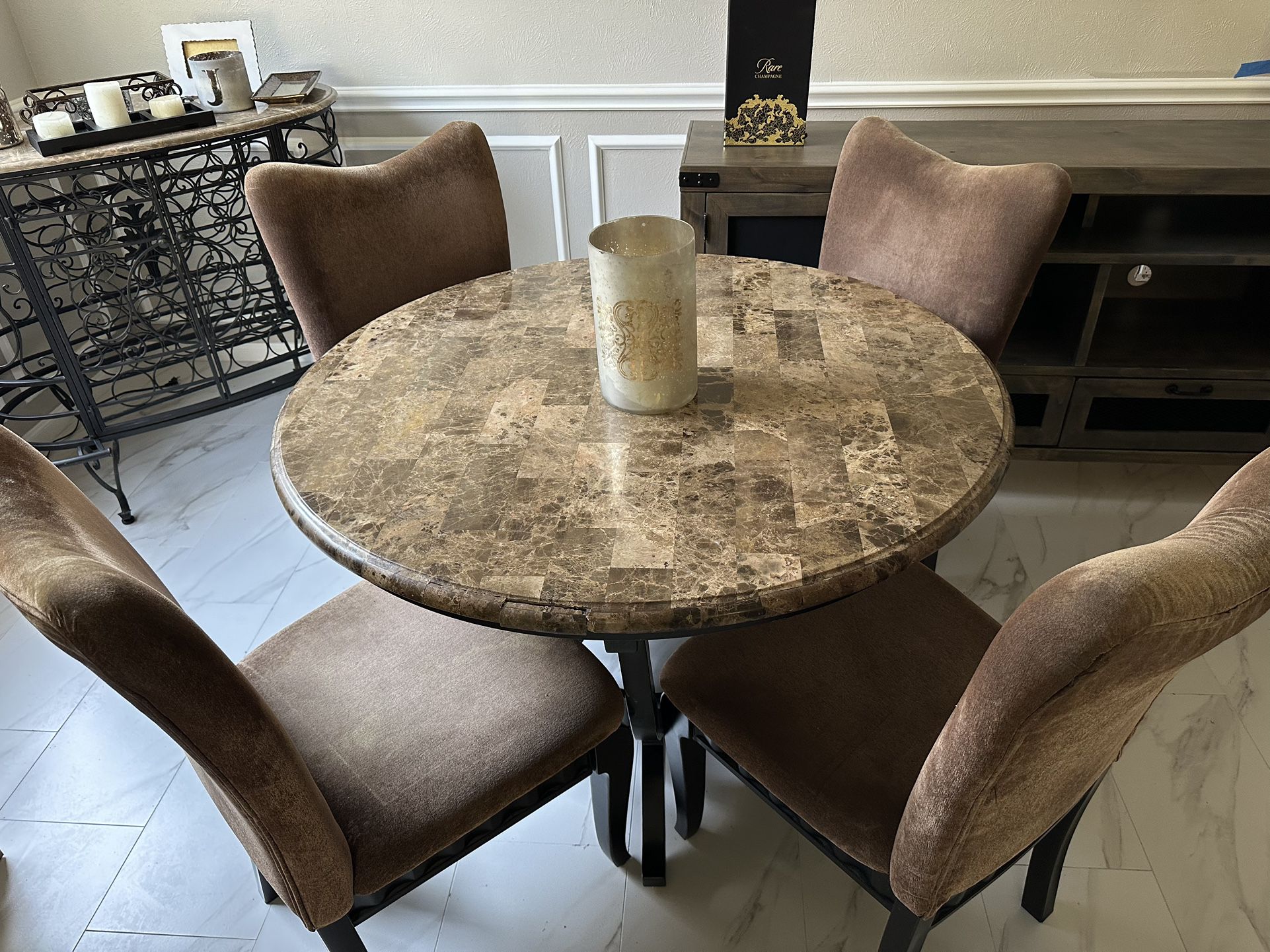 Marble Dining Table Brown/ Black 