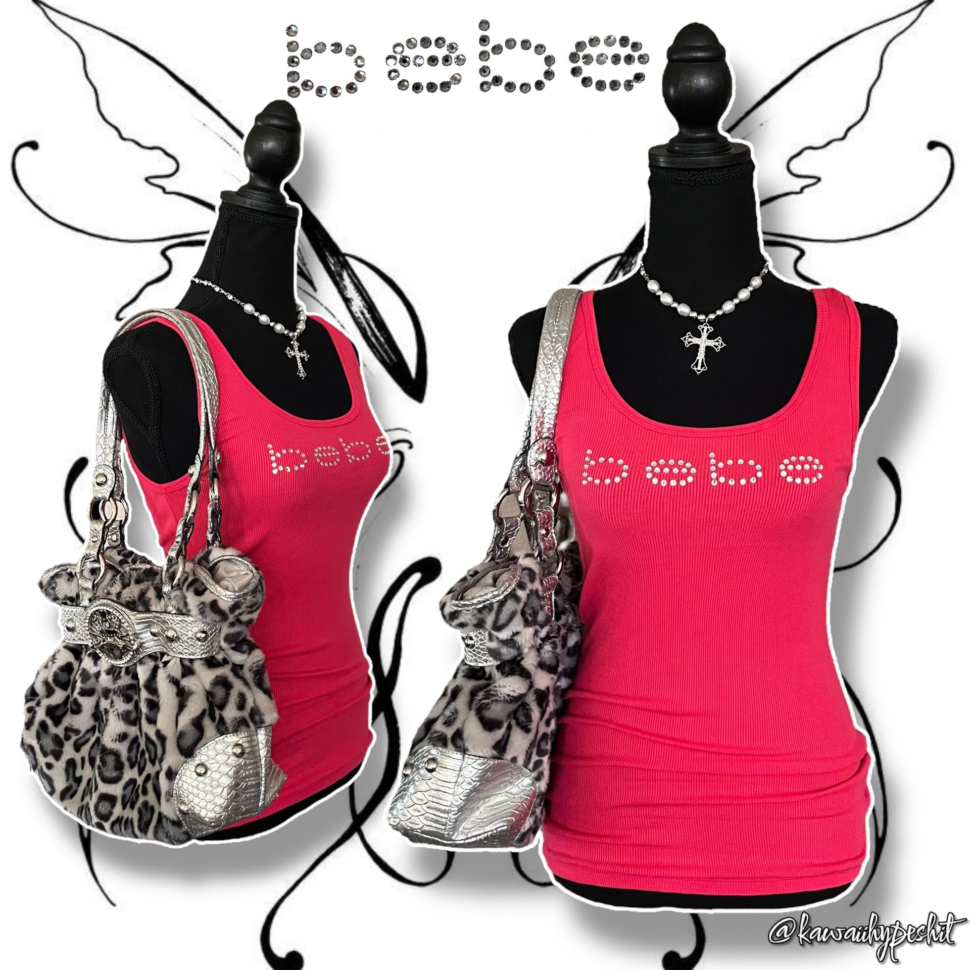 Vintage Y2K BeBe McBling Tank Top in "Coral Pink" with Rhinestone Logo