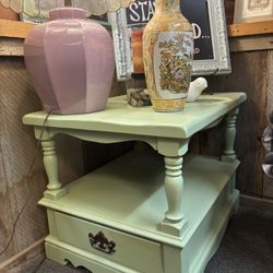 Mint Green Side Table With Drawer