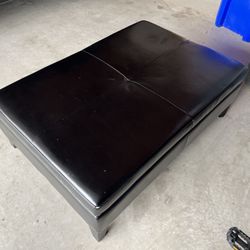 Ottoman Black Leather with Storage