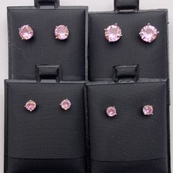 Pink Lab Sapphire In Silver Earrings 