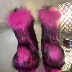 Rose Pink Faux Boots Size 8.5