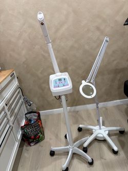 Steamer and magnifying lamp