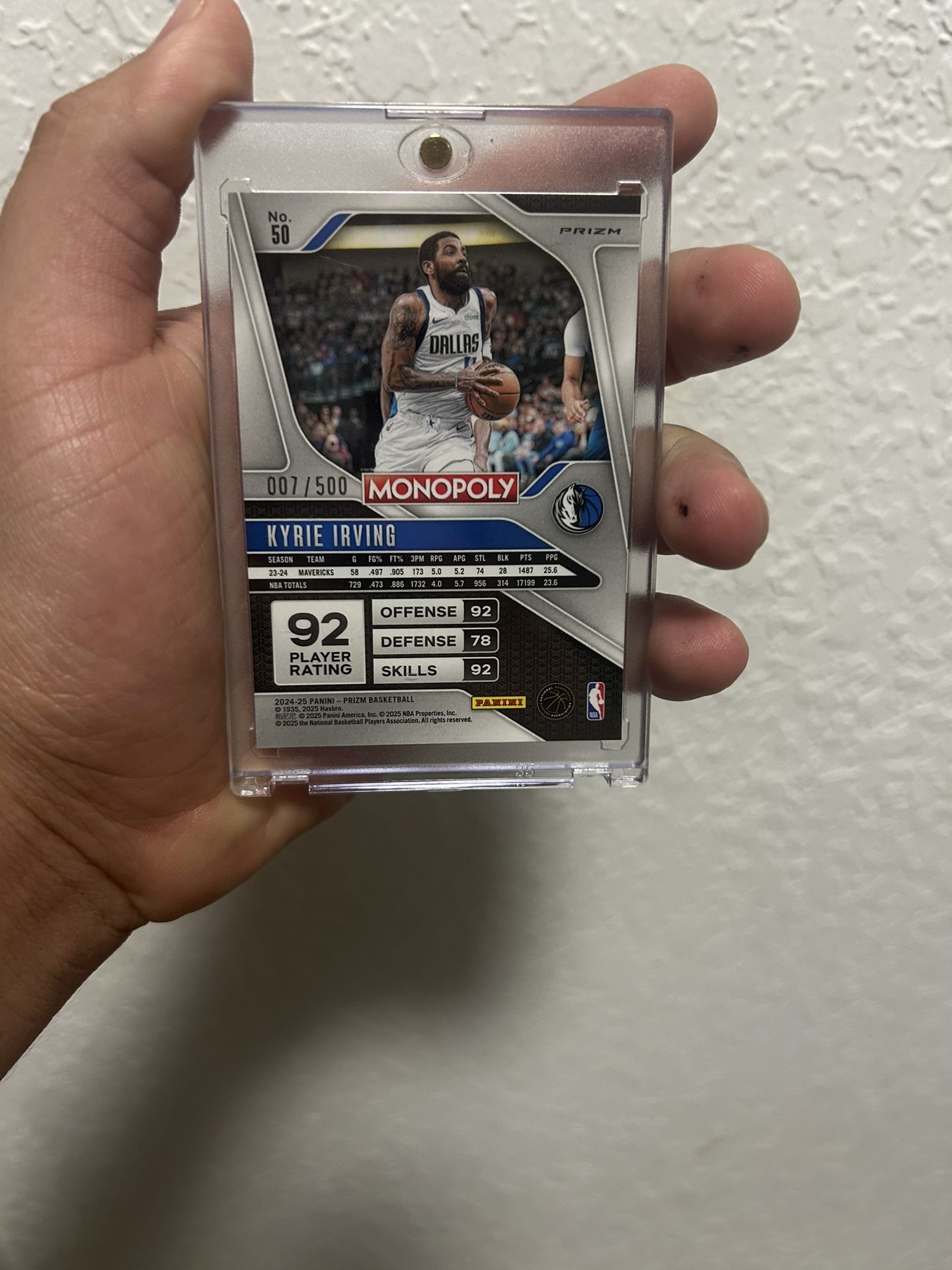 KYRIE IRVING 25 PRIZM MONOPOLY GOLD MILLIONAIRE SHIMMER CARD 7 /500