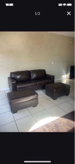 Couch Sofa with ottomans genuine leather