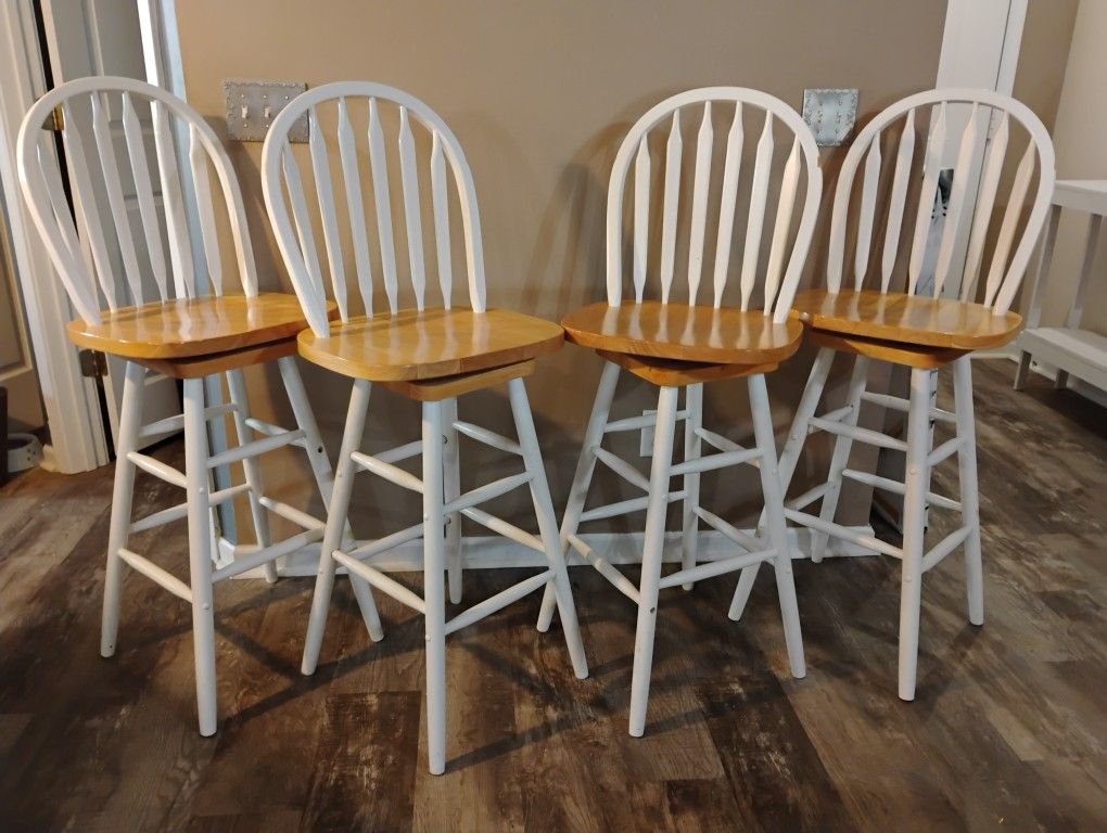 🪑 Set of 4 Bar-Height Wooden Stools – $55 for the Set