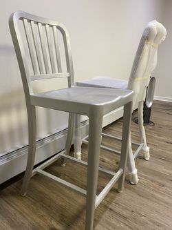 Set of 2 Navy style aluminum counter stool