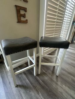 Grey and White Counter Top Stools
