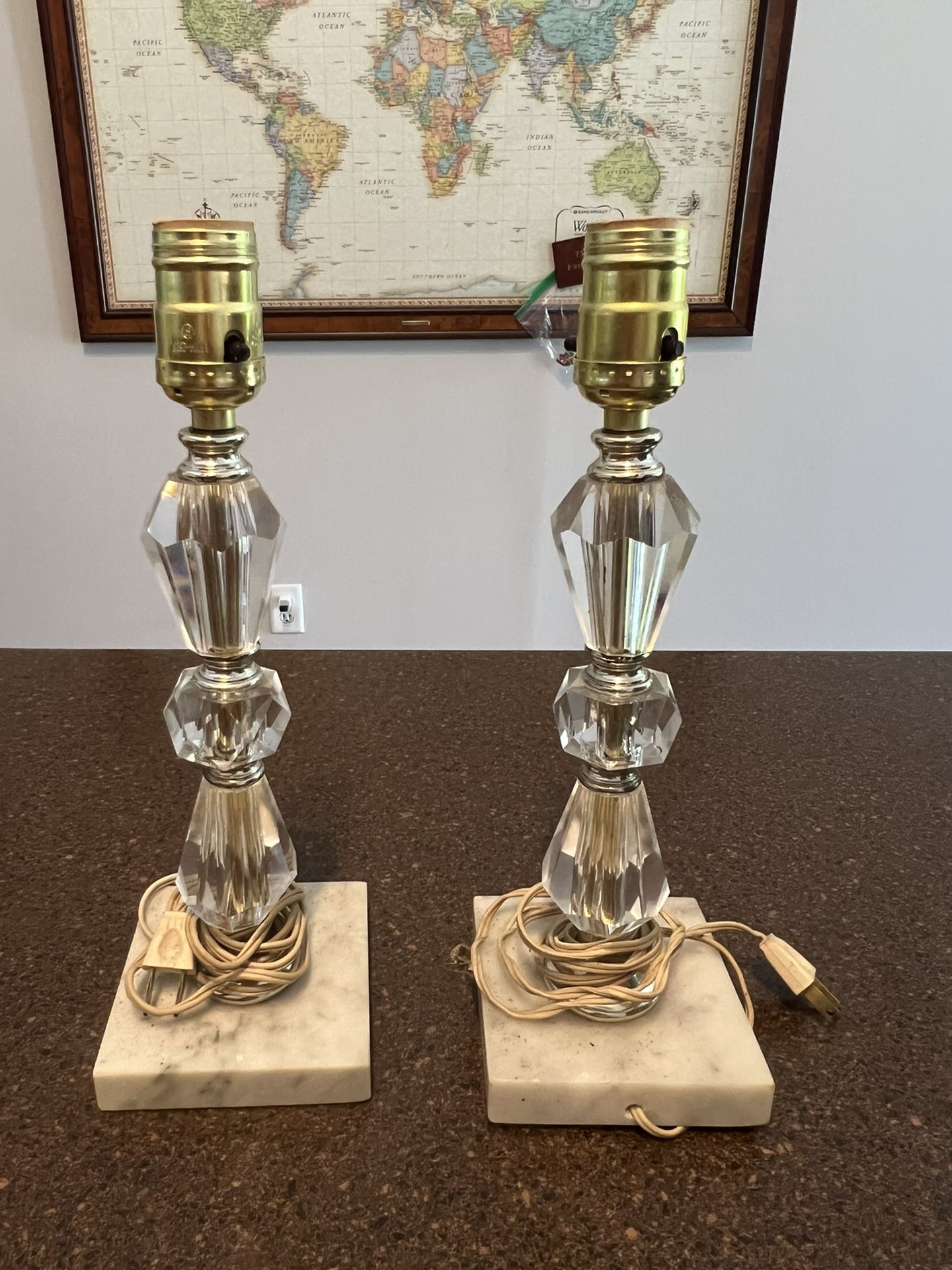 Set Of Vintage Acrylic And Marble Lamps