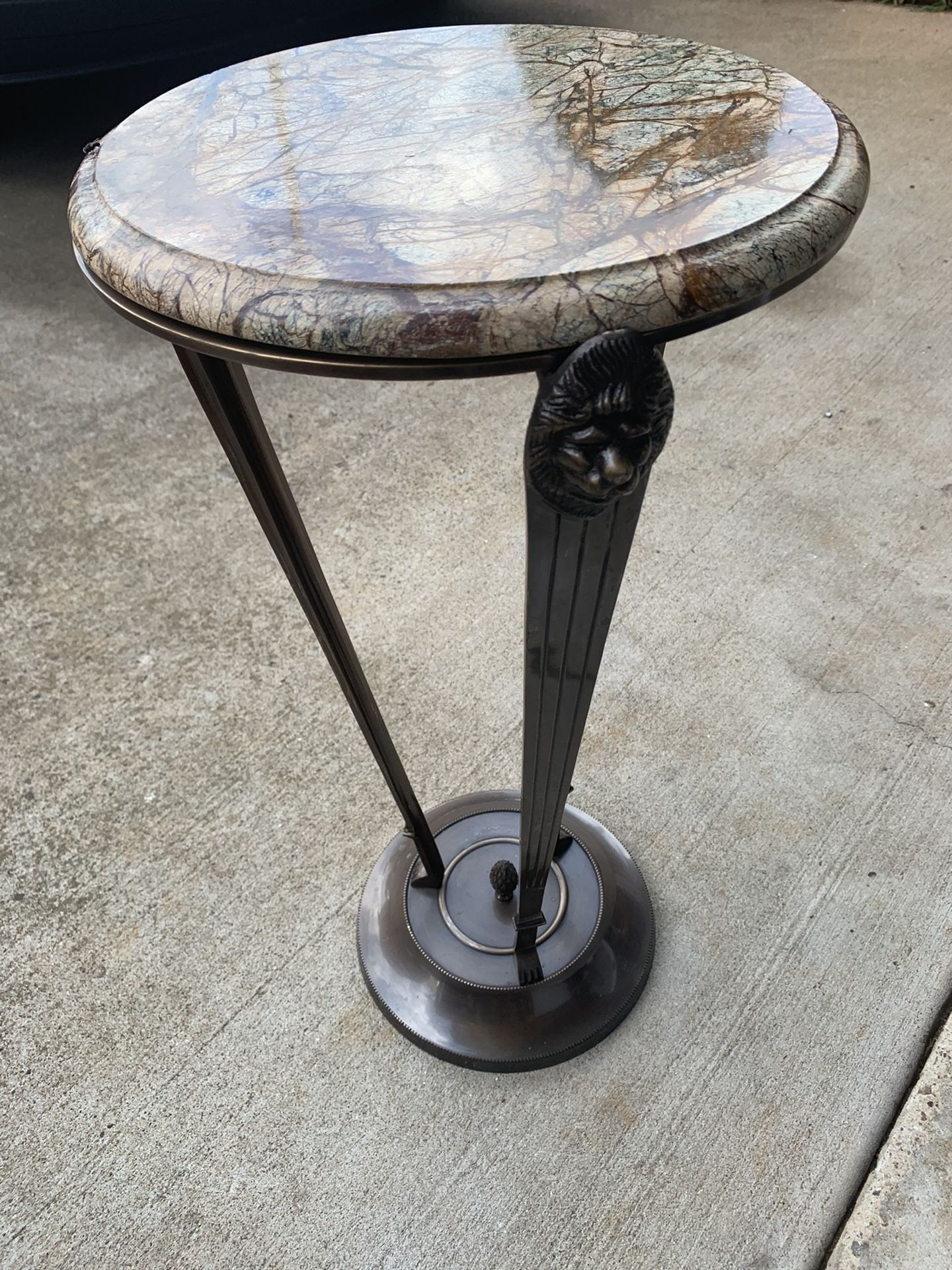 Bombay Marble Top Pedestal Plant Stand