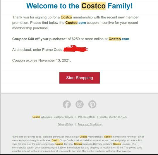 Selling Costco Coupon Code